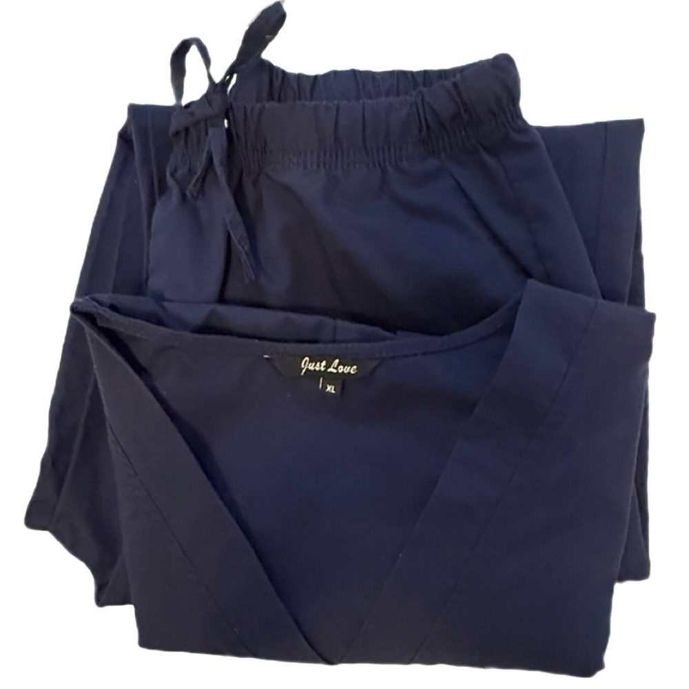 Just Love Navy V-Neck Two-Piece Scrub Set